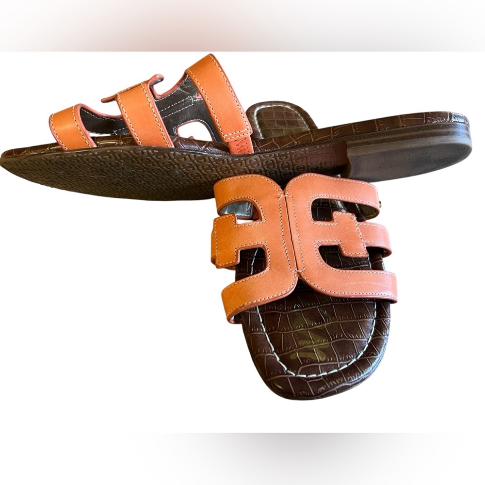 SAM EDELMAN Leather Orange Bay Slip-On Sandals 9US/ 39EU Shoes Beach Open-Toe - Picture 3 of 10